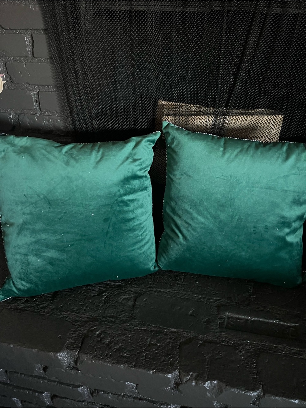 Rodeo Home Set of 2 Velvet Throw Pillows in Emerald Green approx 20x20